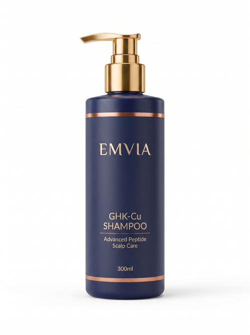 Emvia GHK-Cu Shampoo 300ml, navy bottle with gold pump